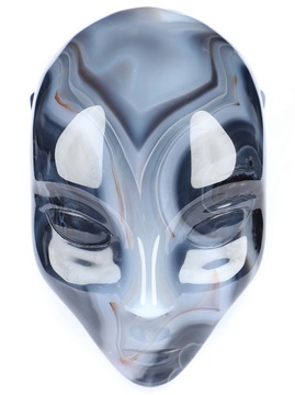 4.1" Premium Brazilian Agate Hand Carved Fairy Elf Alien Crystal Skull Companion Sculpture, Crystal Healing