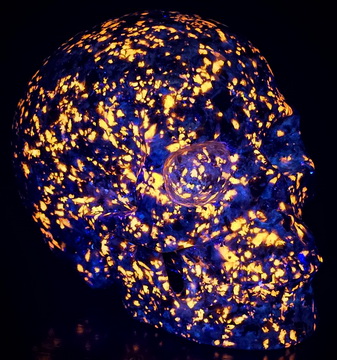 5.1" Yooperlites Hand Carved Crystal Skull, Realistic, Crystal Healing