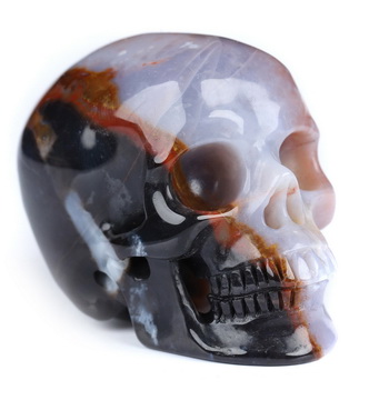 2.0" Black Zebra Agate Hand Carved Crystal Skull, Super Realistic, Crystal Healing
