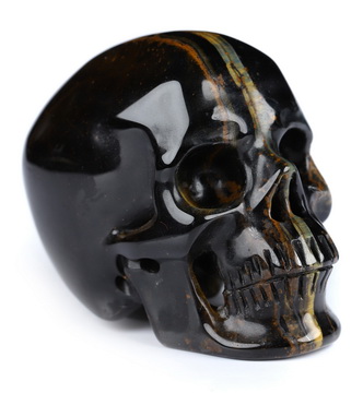 Gemstone 2.0" Blue & Gold Tiger's Eye Hand Carved Crystal Skull, Super Realistic, Crystal Healing