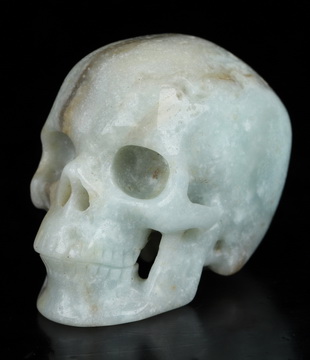 2.0" Chinese Amazonite Hand Carved Crystal Skull, Super Realistic, Crystal Healing