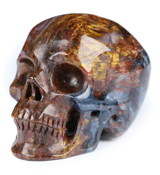 Gemstone 2.1" Blue & Gold Tiger's Eye Hand Carved Crystal Skull, Super Realistic, Crystal Healing