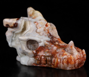 Gemstone 2.0" Red Crazy Lace Agate Hand Carved Crystal Dragon Skull Sculpture, Crystal Healing