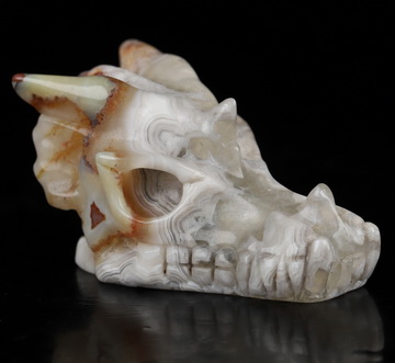 Gemstone 2.0" Red Crazy Lace Agate Hand Carved Crystal Dragon Skull Sculpture, Crystal Healing