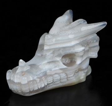 Gemstone 2.0" Mozambique Agate Hand Carved Crystal Dragon Skull Sculpture, Crystal Healing