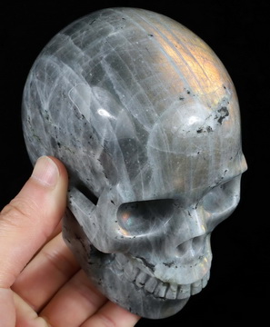 5.0" Labradorite Hand Carved Crystal Skull, Realistic, Crystal Healing