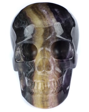 4.5" Fluorite Hand Carved Crystal Skull, Realistic, Crystal Healing