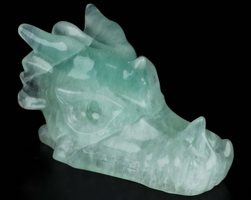 5.1" Fluorite Hand Carved Crystal Dragon Skull Sculpture, Crystal Healing