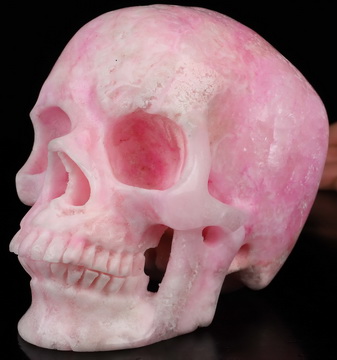 Super Realistic! Lifesized 5.9" Pink Aragonite Hand Carved Crystal Skull, Crystal Healing