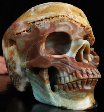 Super Realistic! Lifesized 6.8" Chinese Amazonite Hand Carved Crystal Skull, Crystal Healing