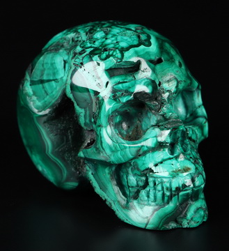 Gemstone 2.0" Malachite Hand Carved Crystal Skull, Realistic, Crystal Healing
