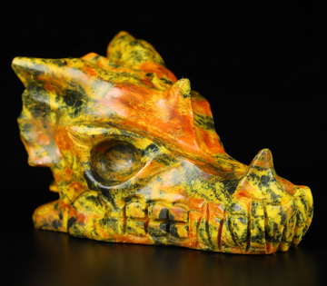2.0" Realgar Hand Carved Crystal Dragon Skull Sculpture, Crystal Healing