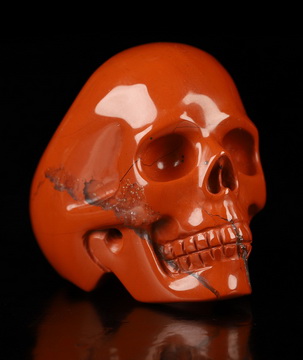 US Size 8# Red Jasper Hand Carved Crystal Skull Ring, Skull Jewelry
