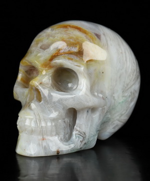 2.0" Sagenitic Agate Hand Carved Crystal Skull, Realistic, Crystal Healing