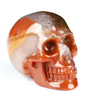 1.1" Empire Red Agate Hand Carved Crystal Skull, Realistic, Crystal Healing