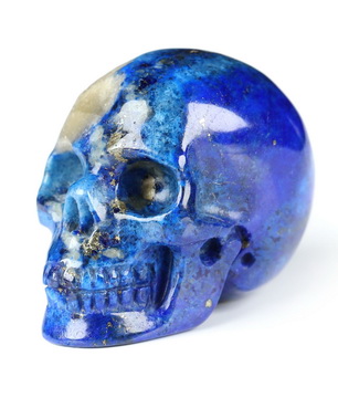 Gemstone 0.9" Lapis Lazuli Hand Carved Crystal Skull, Realistic, Crystal Healing