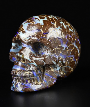 0.7" Matrix Opal Hand Carved Crystal Skull, Realistic, Crystal Healing