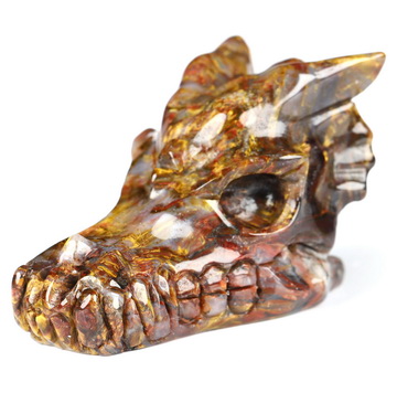 2.0" Pietersite Hand Carved Crystal Dragon Skull Sculpture, Crystal Healing