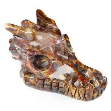 2.0" Pietersite Hand Carved Crystal Dragon Skull Sculpture, Crystal Healing