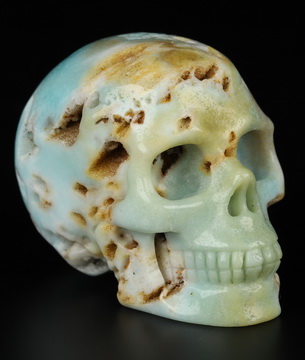 2.0" Chinese Amazonite Hand Carved Crystal Skull, Realistic, Crystal Healing