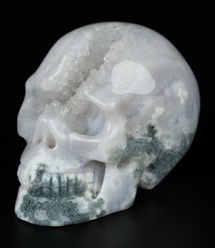 2.0" Green Moss Agate Hand Carved Crystal Skull, Realistic, Crystal Healing