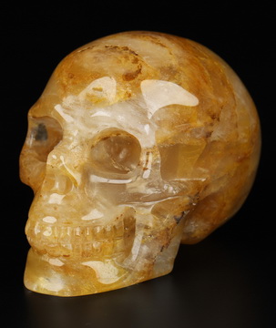 2.0" Golden Healer Quartz Hand Carved Crystal Skull, Realistic, Crystal Healing