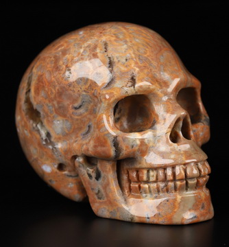 2.0" Dinosaur Egg Agate Hand Carved Crystal Skull, Realistic, Crystal Healing