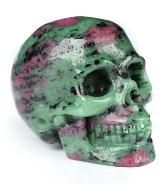 2.0" Ruby Zoisite Hand Carved Crystal Skull, Realistic, Crystal Healing