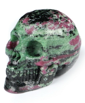 2.0" Ruby Zoisite Hand Carved Crystal Skull, Realistic, Crystal Healing