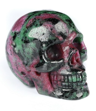 2.0" Ruby Zoisite Hand Carved Crystal Skull, Realistic, Crystal Healing