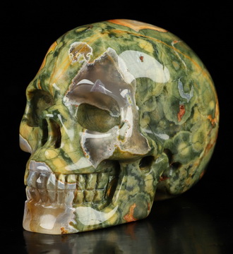 2.0" Rainforest Jasper Hand Carved Crystal Skull, Realistic, Crystal Healing