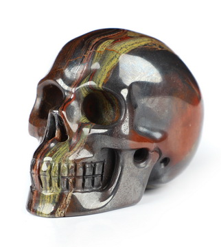 2.0" Colorful Tiger Iron Eye Hand Carved Crystal Skull, Realistic, Crystal Healing