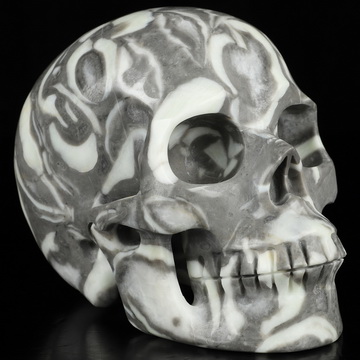 5.1" Sea Shell Marble Hand Carved Crystal Skull, Realistic, Crystal Healing