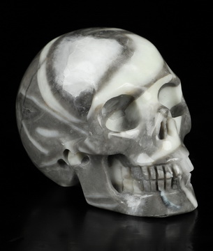2.0" Sea Shell Marble Hand Carved Crystal Skull, Realistic, Crystal Healing