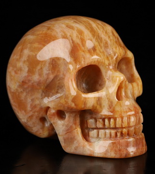 2.0" Sunstone Hand Carved Crystal Skull, Realistic, Crystal Healing