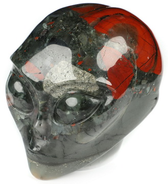 4.1" African Bloodstone Star Being Female Alien Crystal Skull Companion, Hand Carved Gemstone Fine Art Sculpture, Reiki Healing Stone Statue