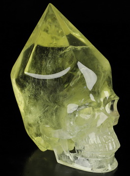 Gemstone 4.2" Citrine Hand Carved Crystal Skull Wand/Point Sculpture, Crystal Healing