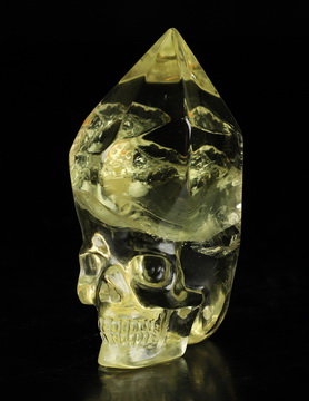 Gemstone 2.4" Citrine Hand Carved Crystal Skull Wand/Point Sculpture, Crystal Healing