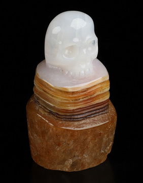 1.7" Gobi Agate Hand Carved Crystal Skull Fine Art Sculpture, Crystal Healing
