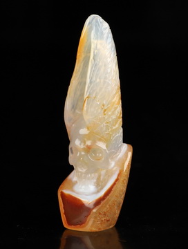 2.0" Gobi Agate Hand Carved Crystal Skull and Wings Sculpture, Crystal Healing