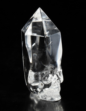 2.5" Quartz Rock Crystal Hand Carved Crystal Skull Wand/Point Sculpture, Crystal Healing