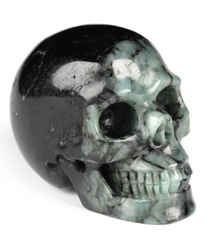 Gemstone 2.0" Emerald Hand Carved Crystal Skull, Realistic, Crystal Healing