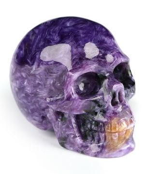 Gemstone 1.3" Russian Charoite Hand Carved Crystal Skull, Realistic, Crystal Healing