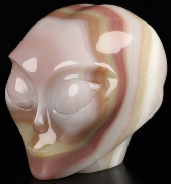 4.0" Afghanistan Jade Star Being Female Alien Crystal Skull Companion, Hand Carved Gemstone Fine Art Sculpture, Reiki Healing Stone Statue