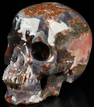 Gemstone 4.1" Mozambique Agate Hand Carved Crystal Skull, Super Realistic, Crystal Healing