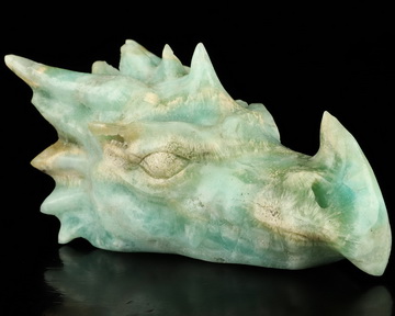 6.1" Blue Aragonite Hand Carved Crystal Dragon Head Skull Sculpture, Crystal Healing