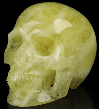 Gemstone 4.5" Citrine Hand Carved Crystal Skull, Realistic, Crystal Healing