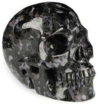 5.1" Gabbro Hand Carved Crystal Skull, Realistic, Crystal Healing