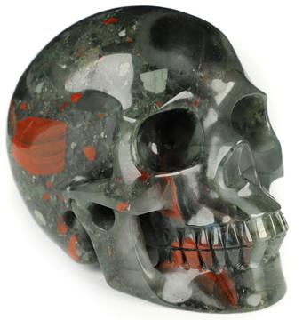 5.1" African Bloodstone Hand Carved Crystal Skull, Realistic, Crystal Healing