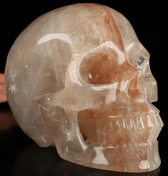Lifesized 6.7" Fire Quartz Hand Carved Crystal Skull, Realistic, Crystal Healing